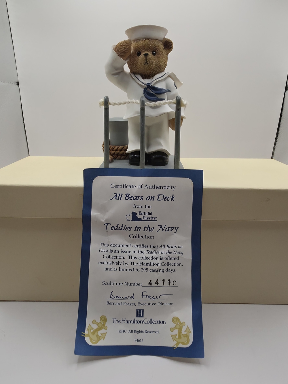 'All Bears on Deck' Teddies in the Navy Figurine Hamilton Collection.